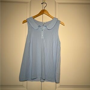 Elle Sky Blue Sleeveless Golf Athletic Collared Tank